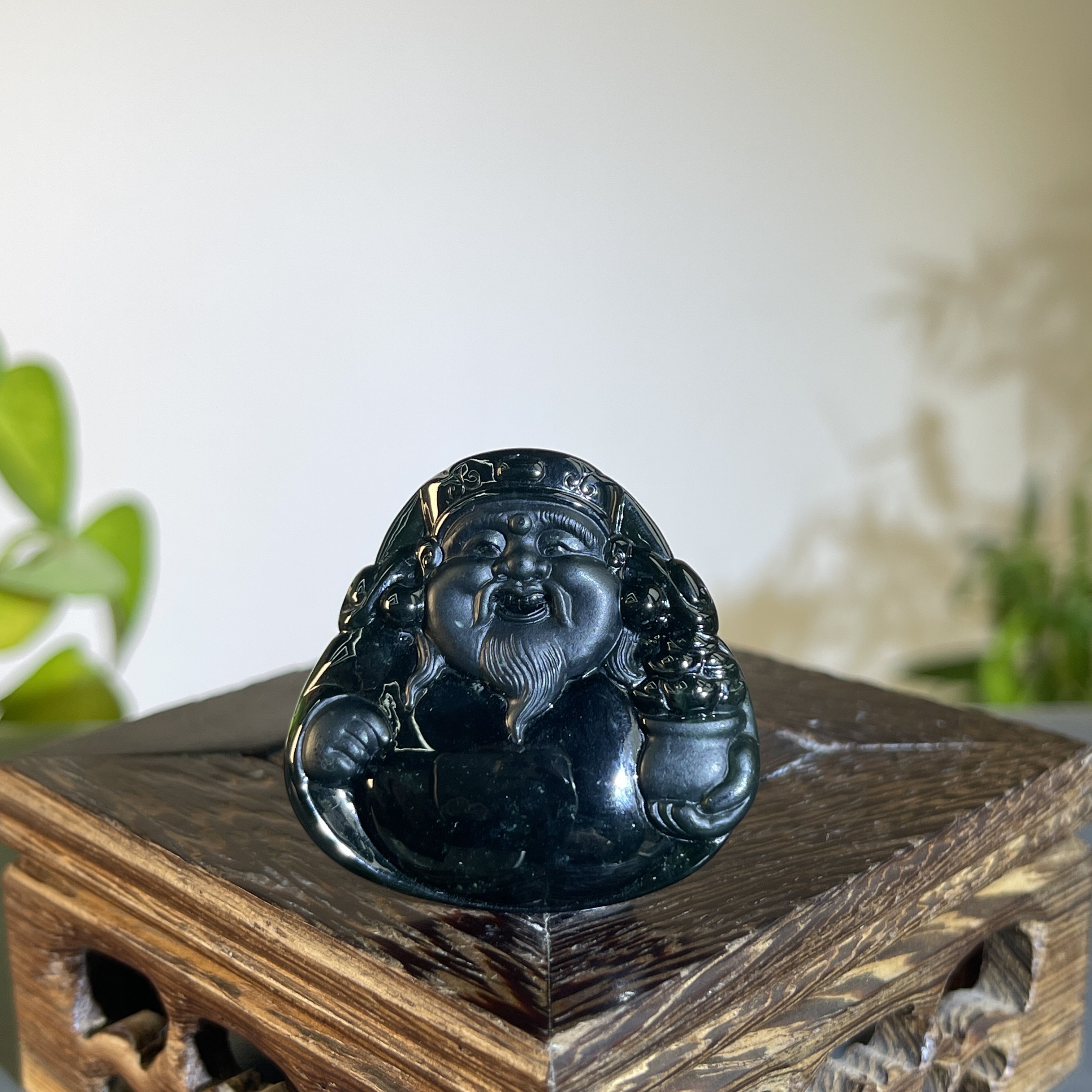 JTB05-241 天然黑色A货翡翠 黑-财神