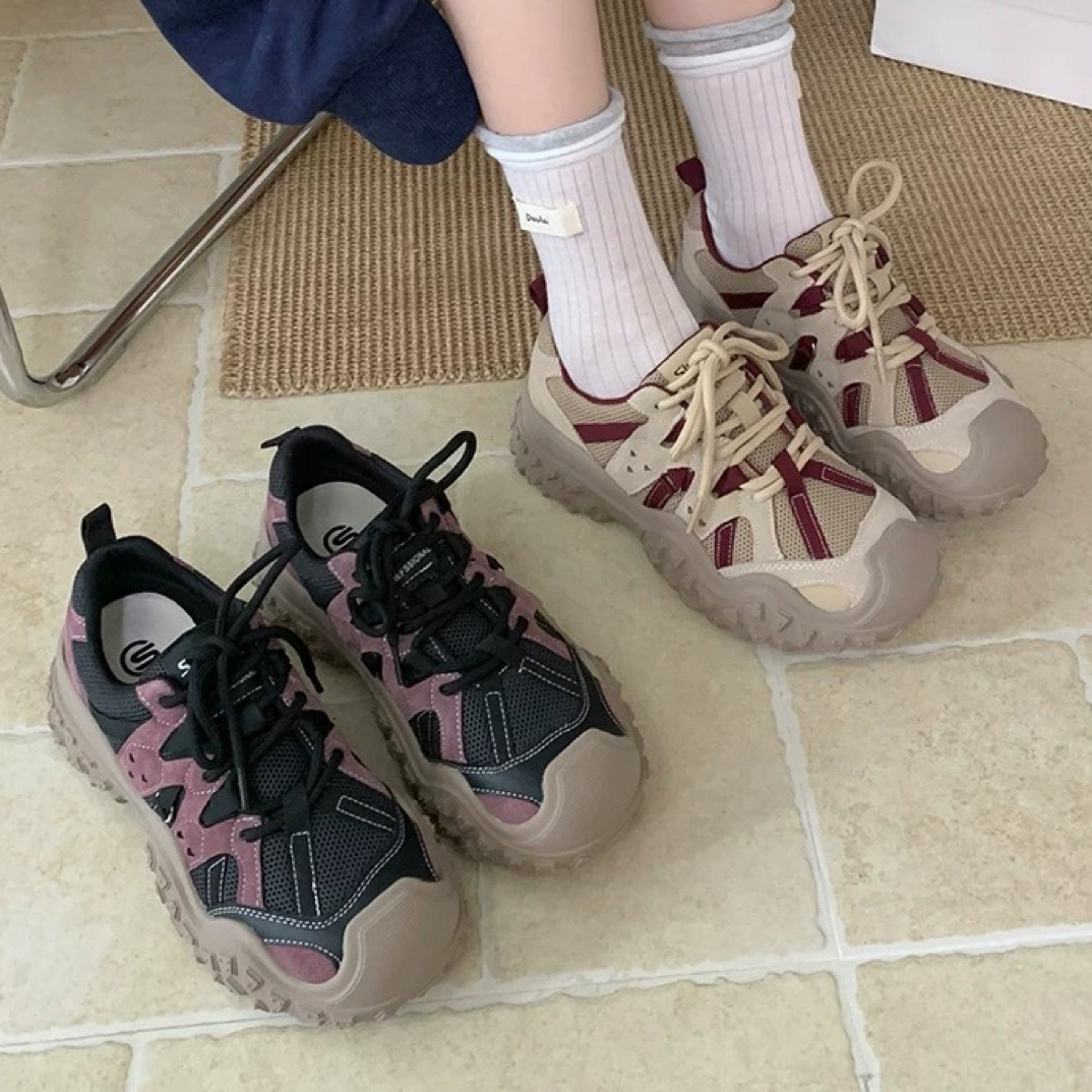鞋爱•60198 sg网面户外休闲登山鞋百搭防滑拼色老爹鞋休闲女鞋
