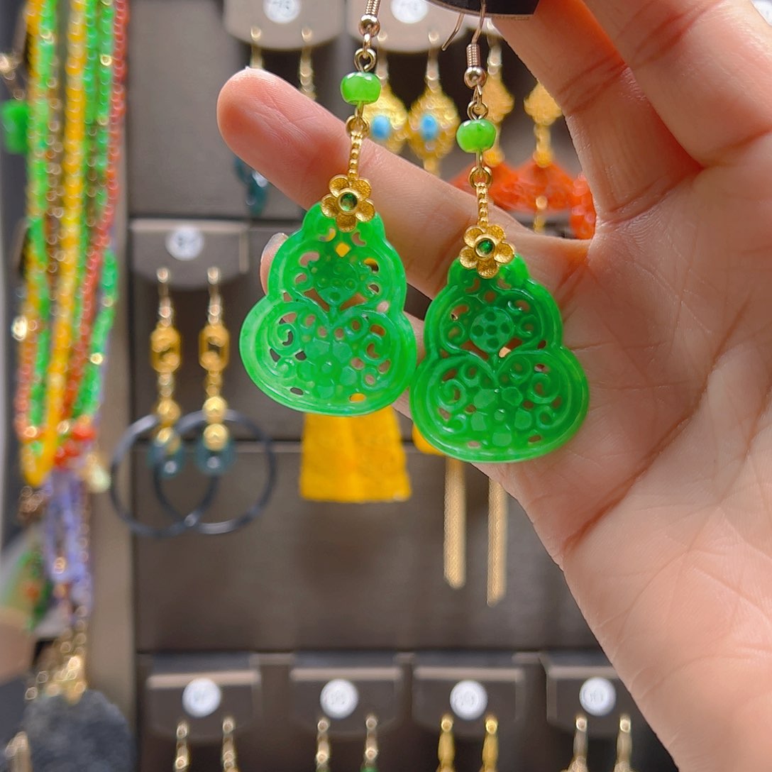 翡翠合金耳坠翡翠