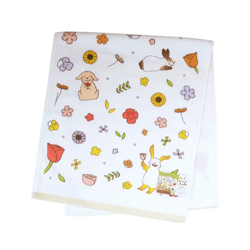 尾默认瑕  320g兔子无捻纱纯棉浴巾70*140