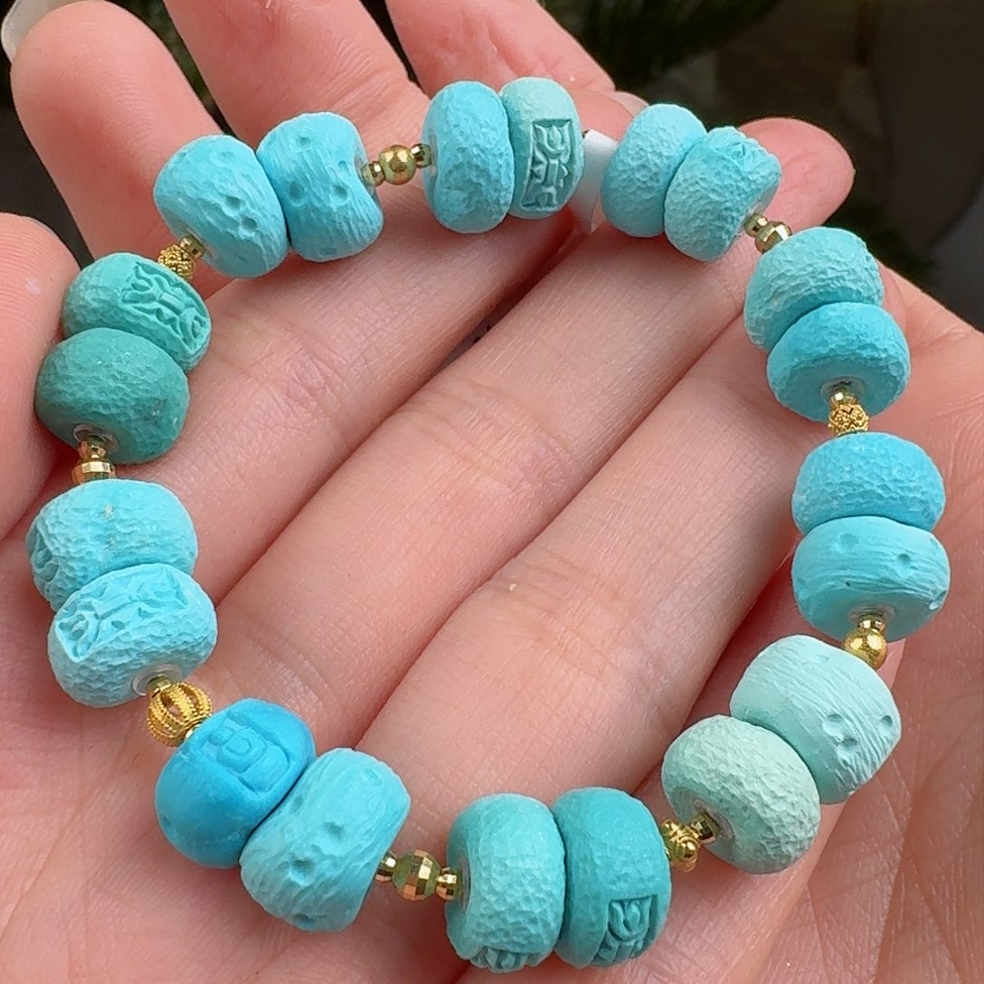 绿松石珠宝奇石18K金镶嵌