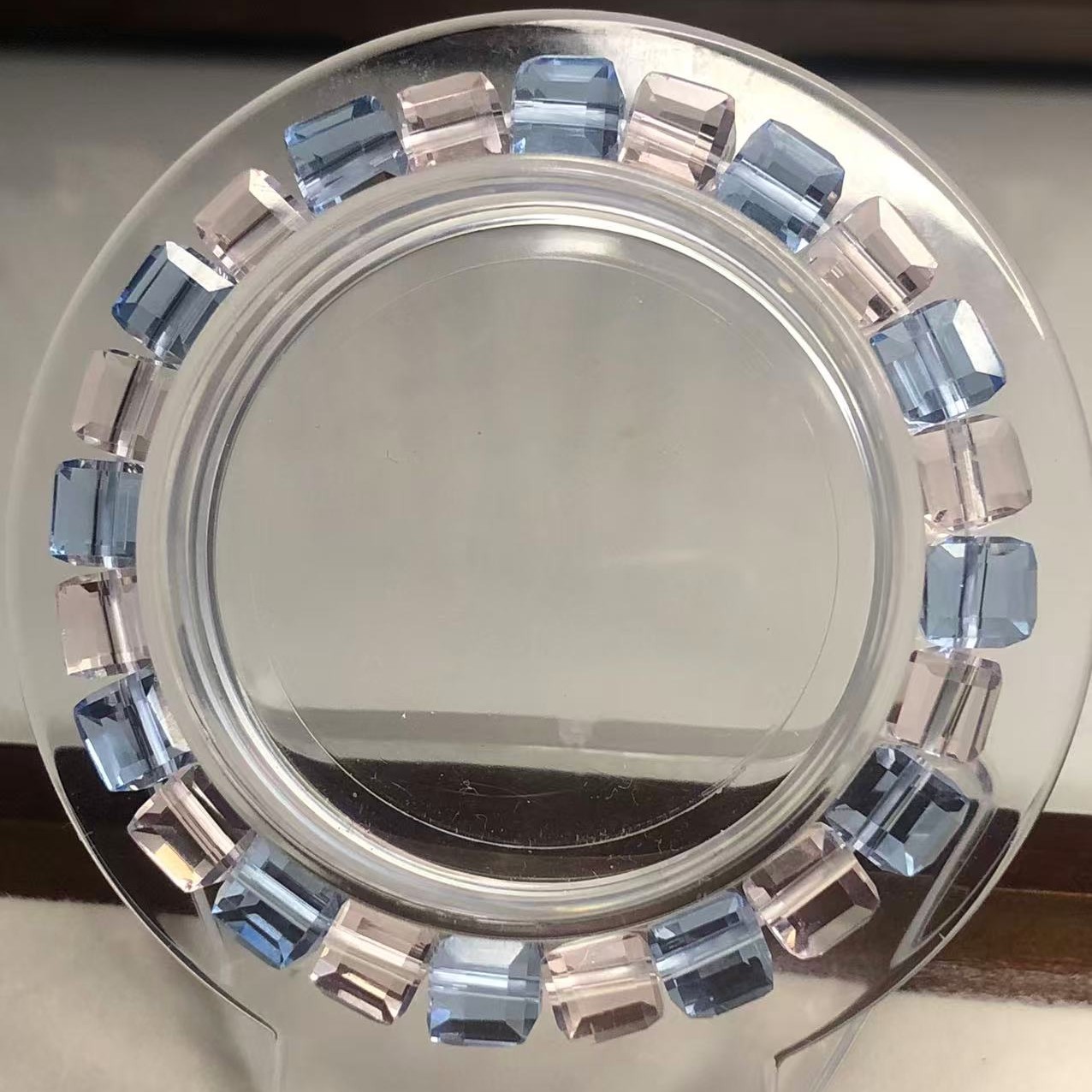 铜合金莫桑石手链 蓝色复古风时尚手串 白色气质