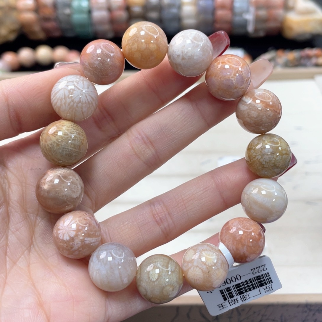 硅化珊瑚（珊瑚玉）手链未镶嵌我***肉288