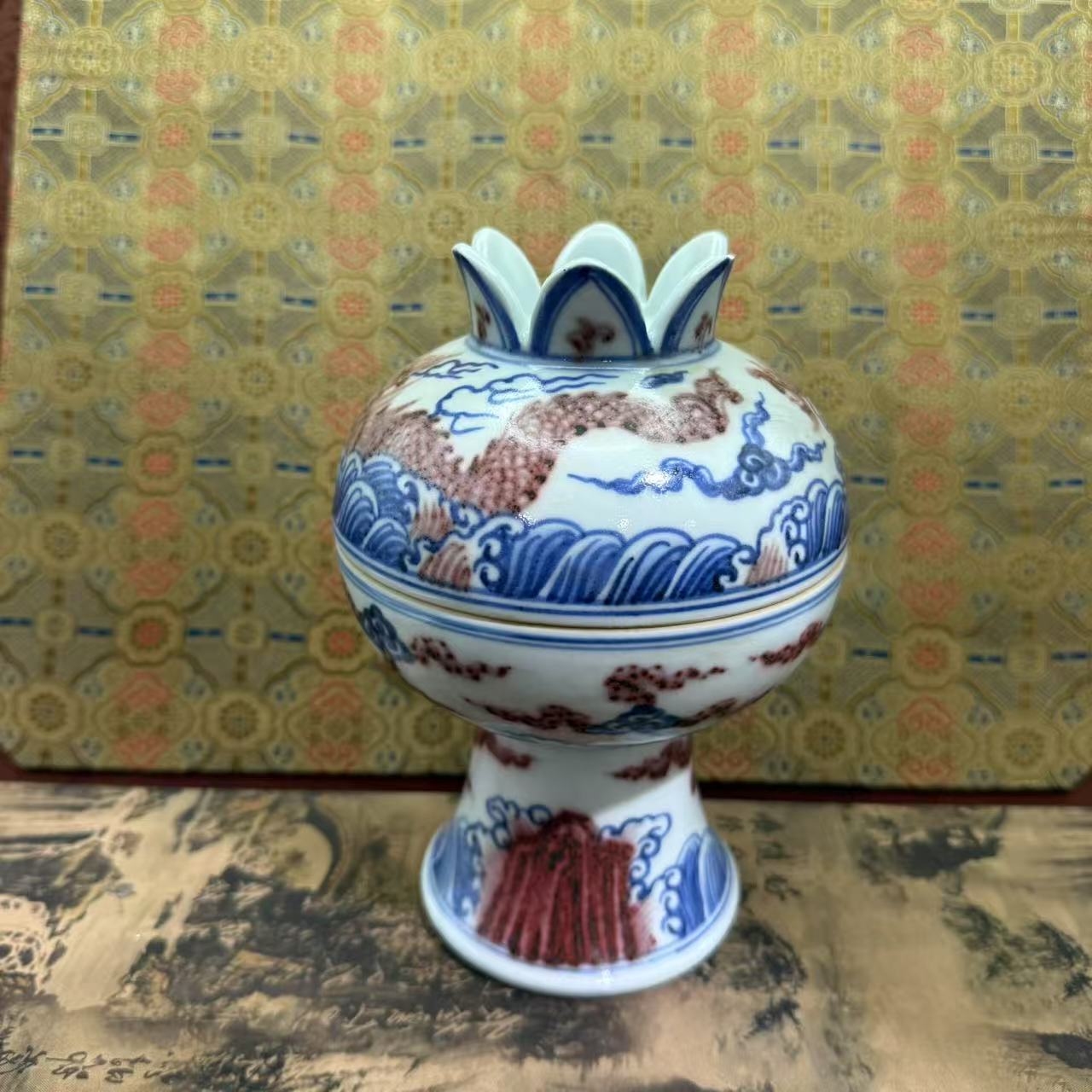 JY403/HS  青花釉里红/摆件