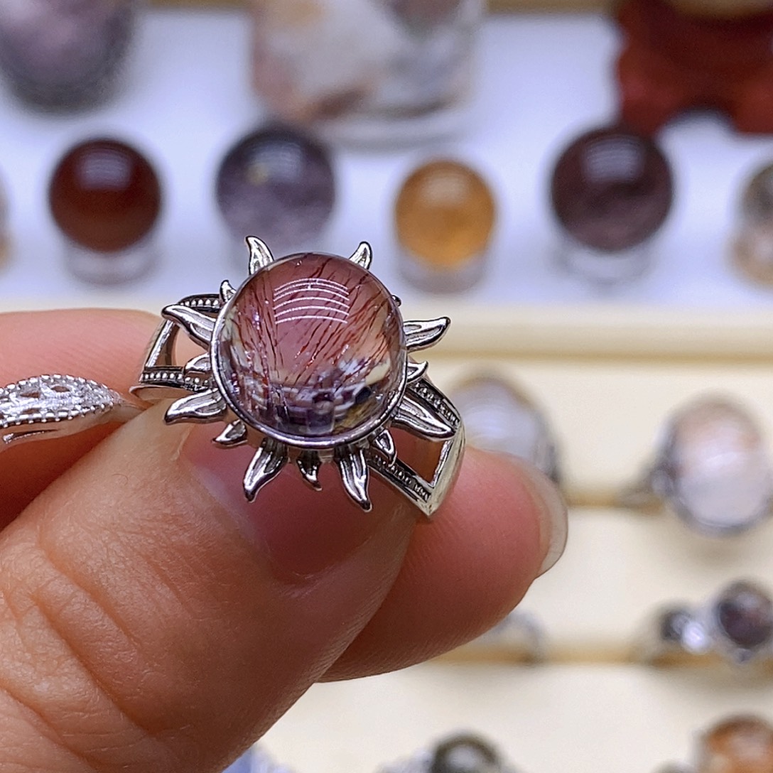 花***年水晶戒指银S925镶嵌活口