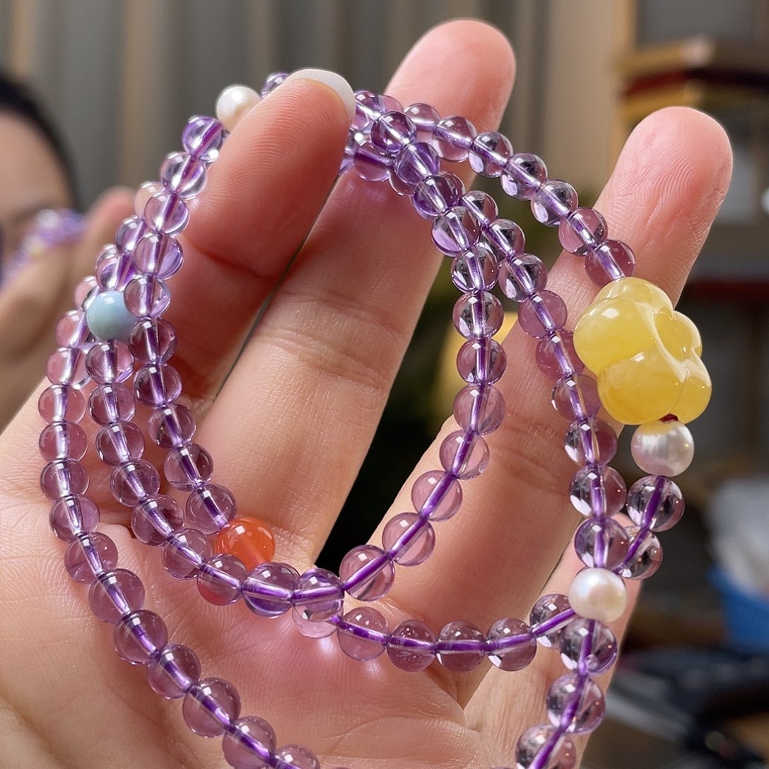 琥珀裸石未镶嵌蜜蜡手串