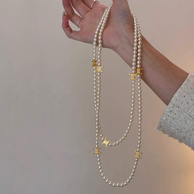 吊坠925银玻璃 凯旋施家珍珠2025新款颈链秋冬毛衣链高级感配饰