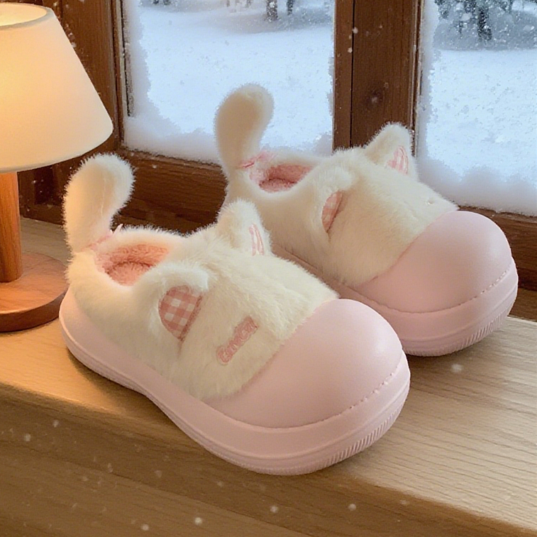 细细条 女冬天Lolita软萌小猫保暖棉拖鞋可爱软妹厚底防滑毛毛鞋