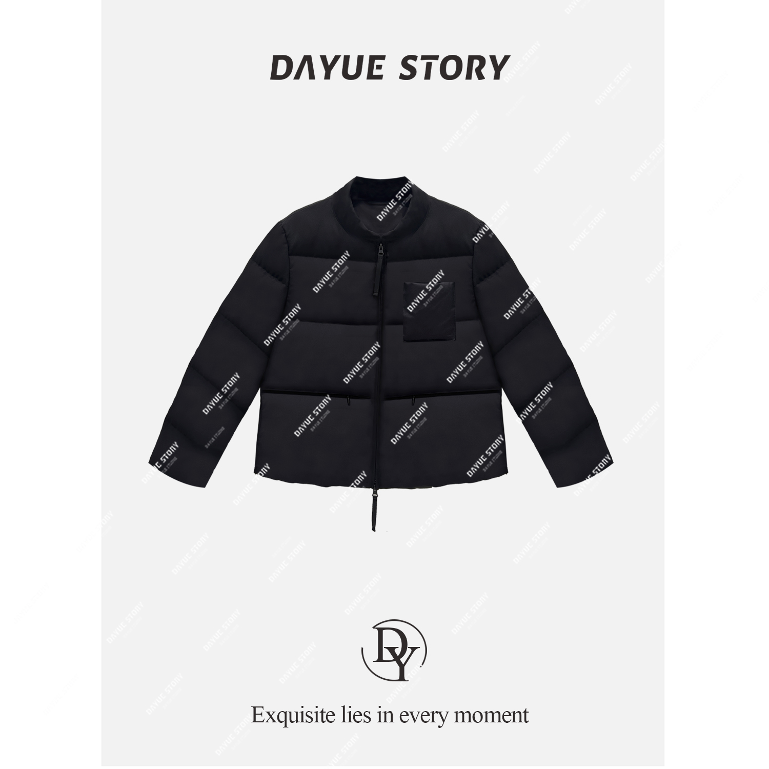 DAYUE【北平故事】简约的高级感~冬季立领保暖90白鸭绒黑色羽绒服