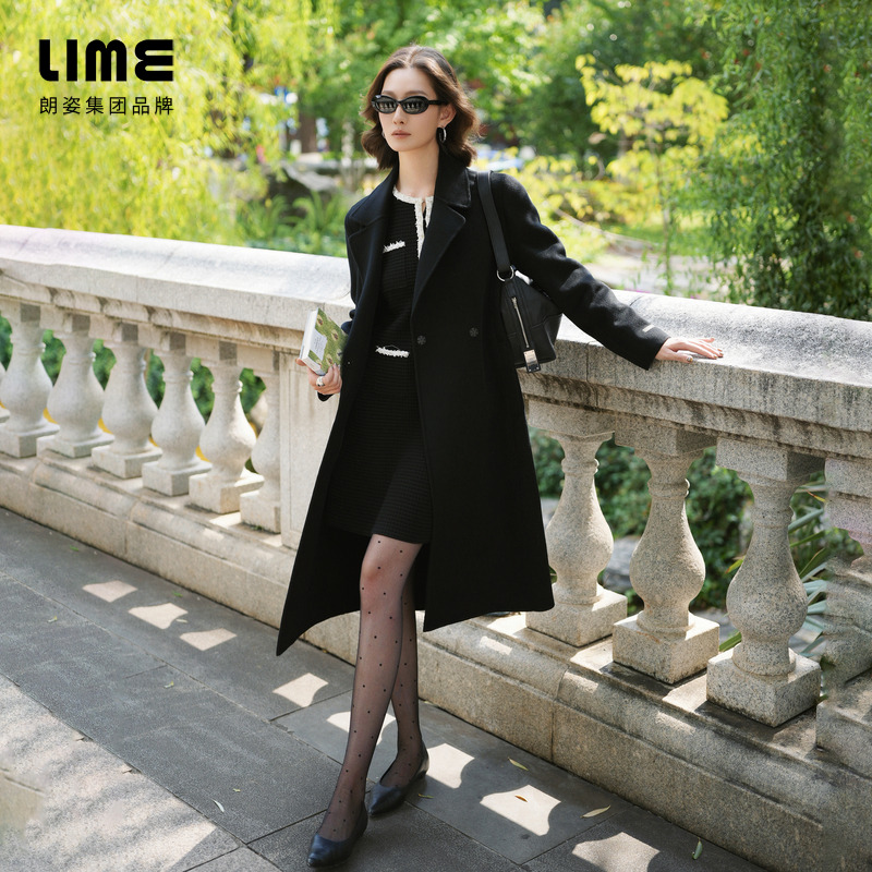 LIME/莱茵【桃粉绒绒】冬季千金中长款双面呢长大衣LDGD9AHLC901