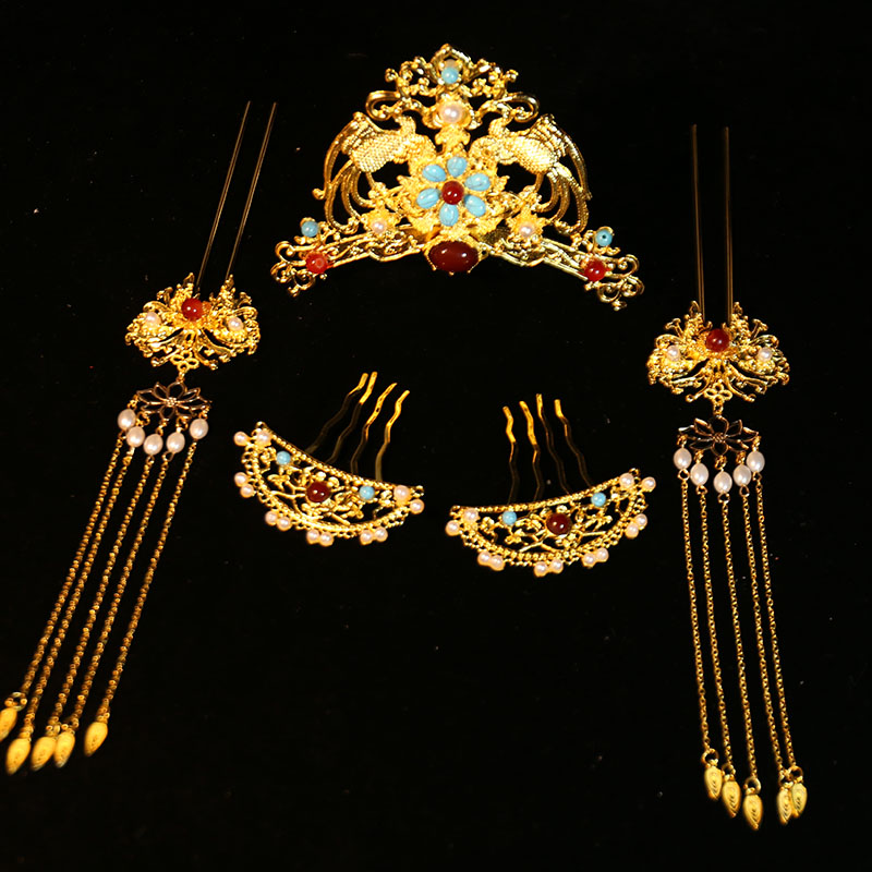 风双凤发冠唐风头饰汉服发饰配饰明制大气古风套装