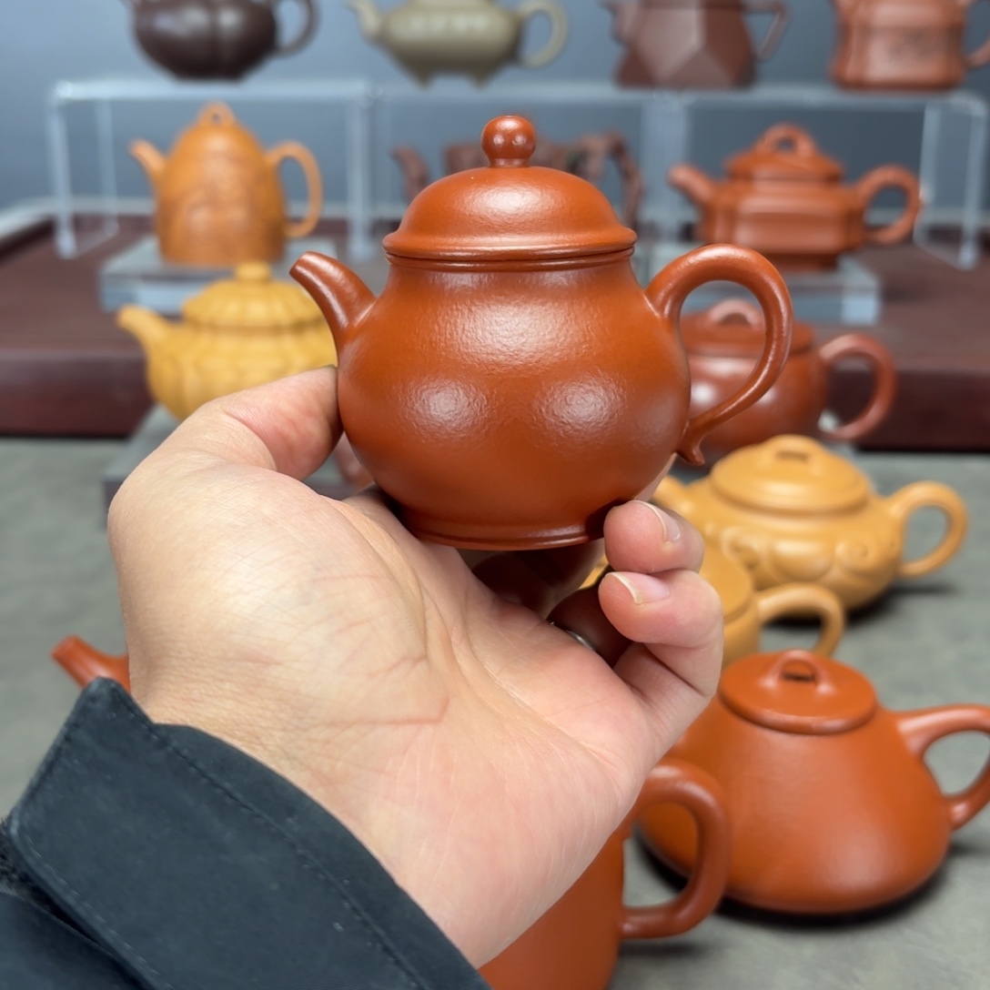 紫砂茶壶高潘110CC朱泥