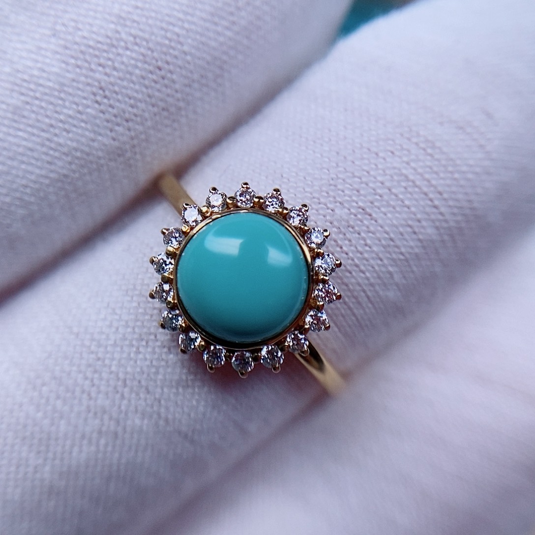 绿松石戒指18K金镶嵌