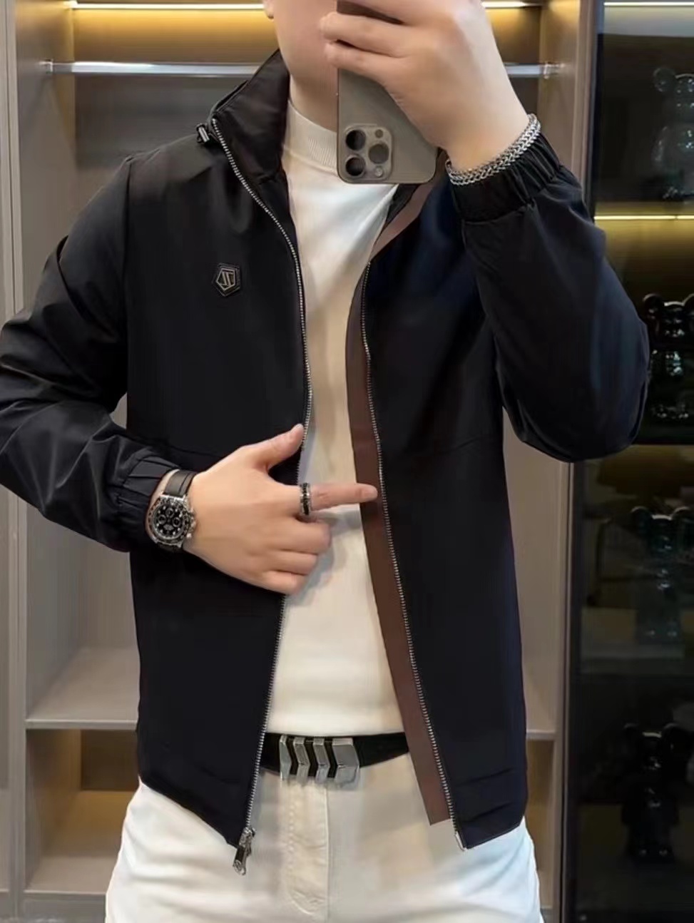 8813-杰-新品男士时尚休皮衣夹克外衣