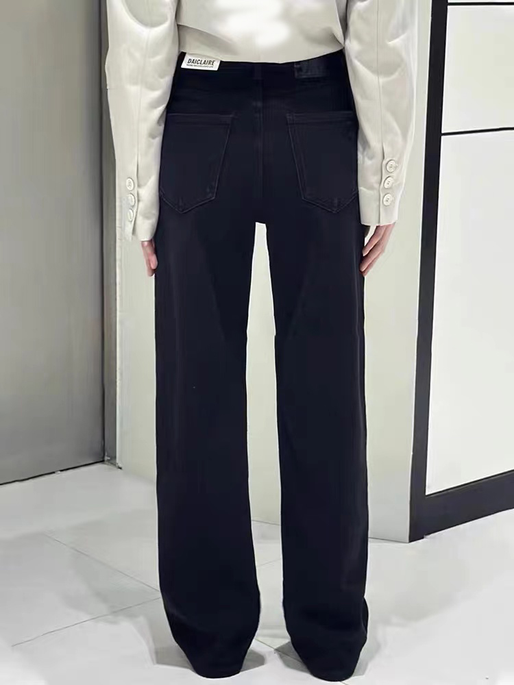 SU【900】代 A9  愫心 加绒直筒女冬款蓝色黑色弹力窄版拖地阔腿裤