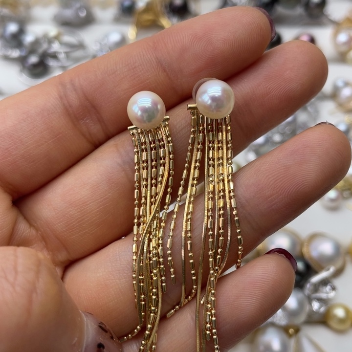 海水珍珠耳饰银S925镶嵌