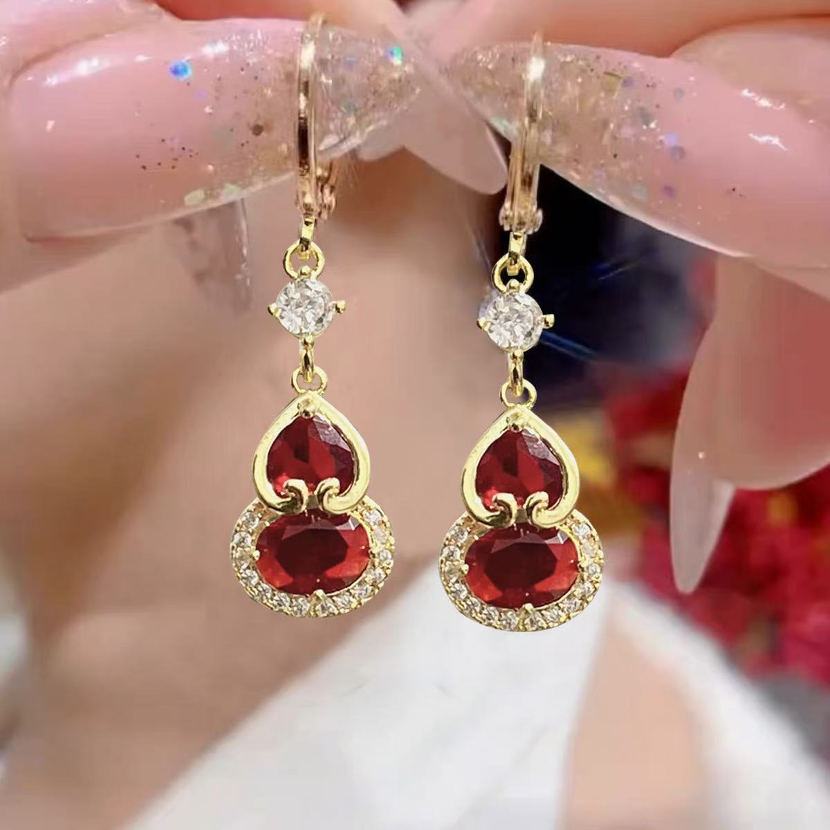 合金耳饰 【红石榴葫芦】耳环 MOS S设计师款 V140