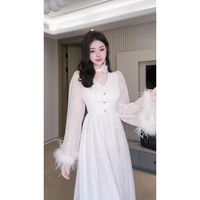 【布偶】 晨袍烫钻蕾丝连衣裙DYJF-23073536