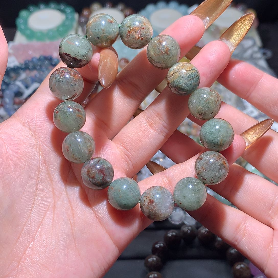未镶嵌手链水晶莫奈绿幽灵14