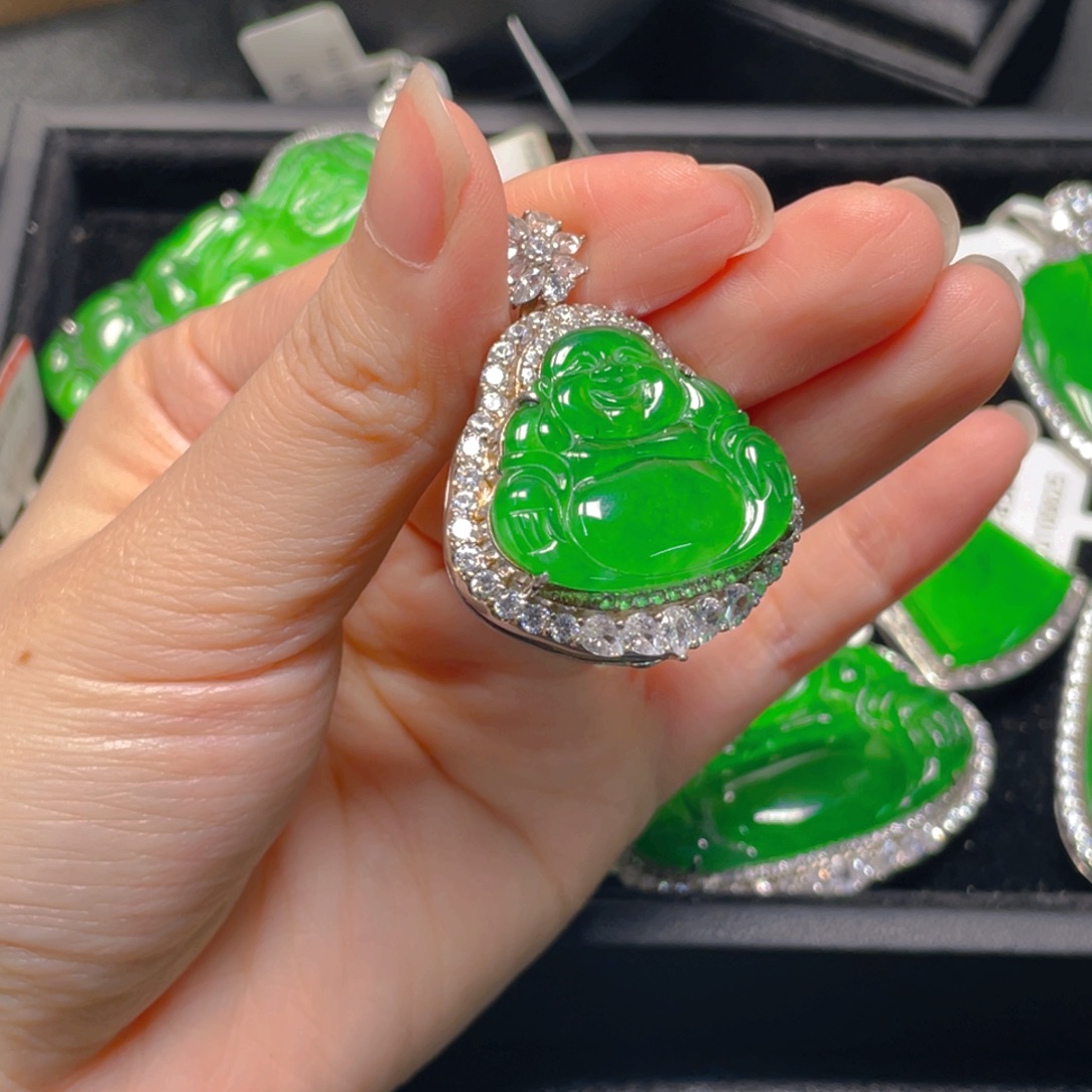 翡翠银S925镶嵌吊坠(不含链)