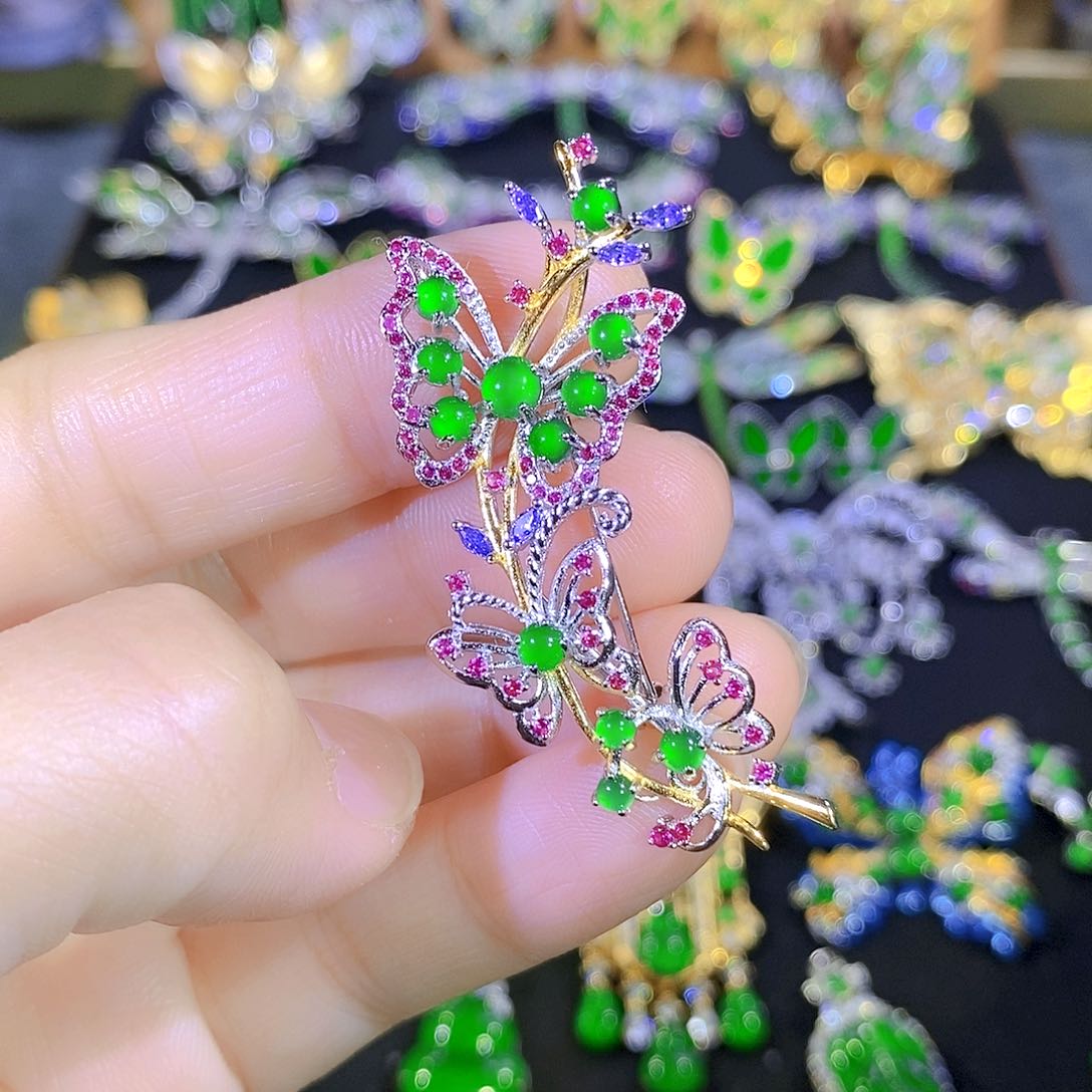 吊坠(不含链)银S925镶嵌翡翠