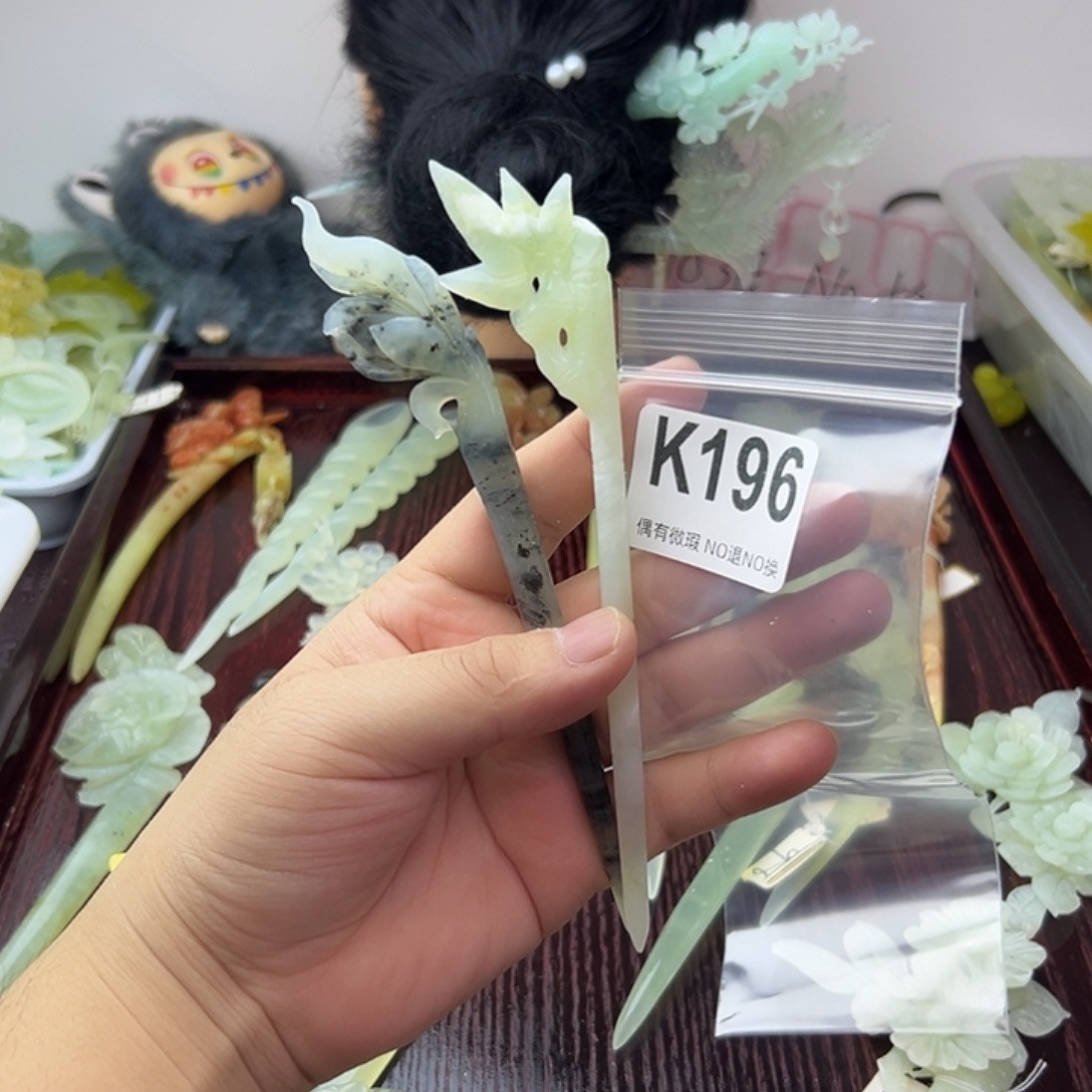 小***黑蛇纹石玉合金发饰