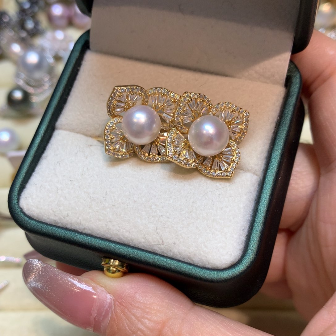 海水珍珠耳饰银S925镶嵌