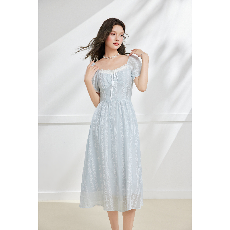 IEF/爱依服2025夏季新款法式仙女温柔气质梭织连衣长裙