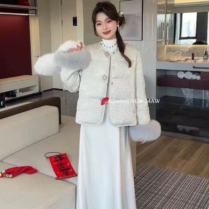 《朵妈衣橱》新中式国风提花石墨烯云绒高级感冬季棉服外套