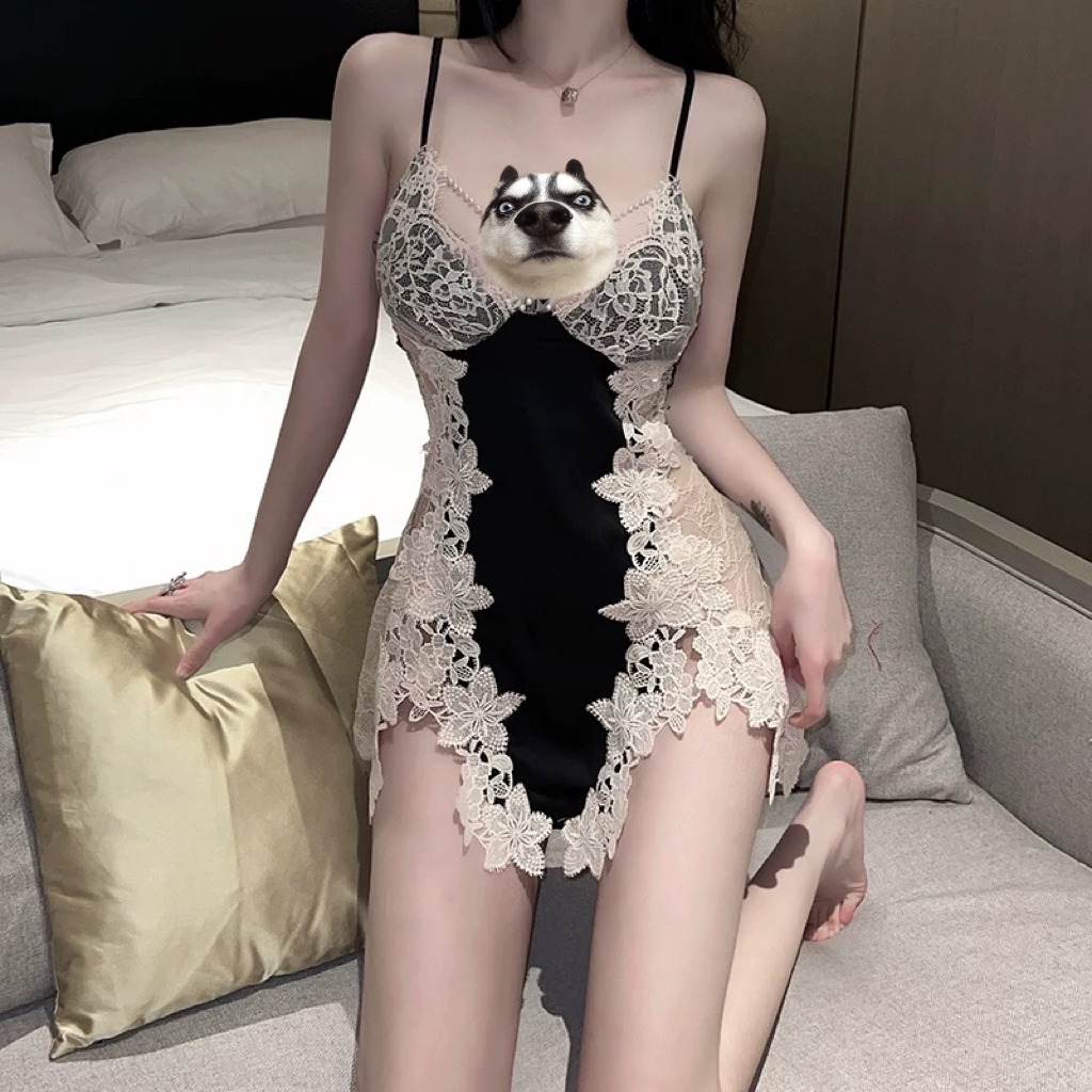 【蕾丝控】法式新款性感蕾丝qq吊带睡衣纯欲气质显瘦露背情侣睡裙