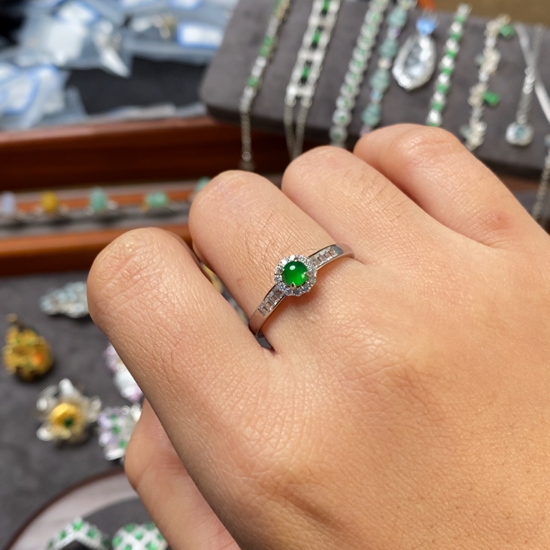 翡翠银S925镶嵌戒指