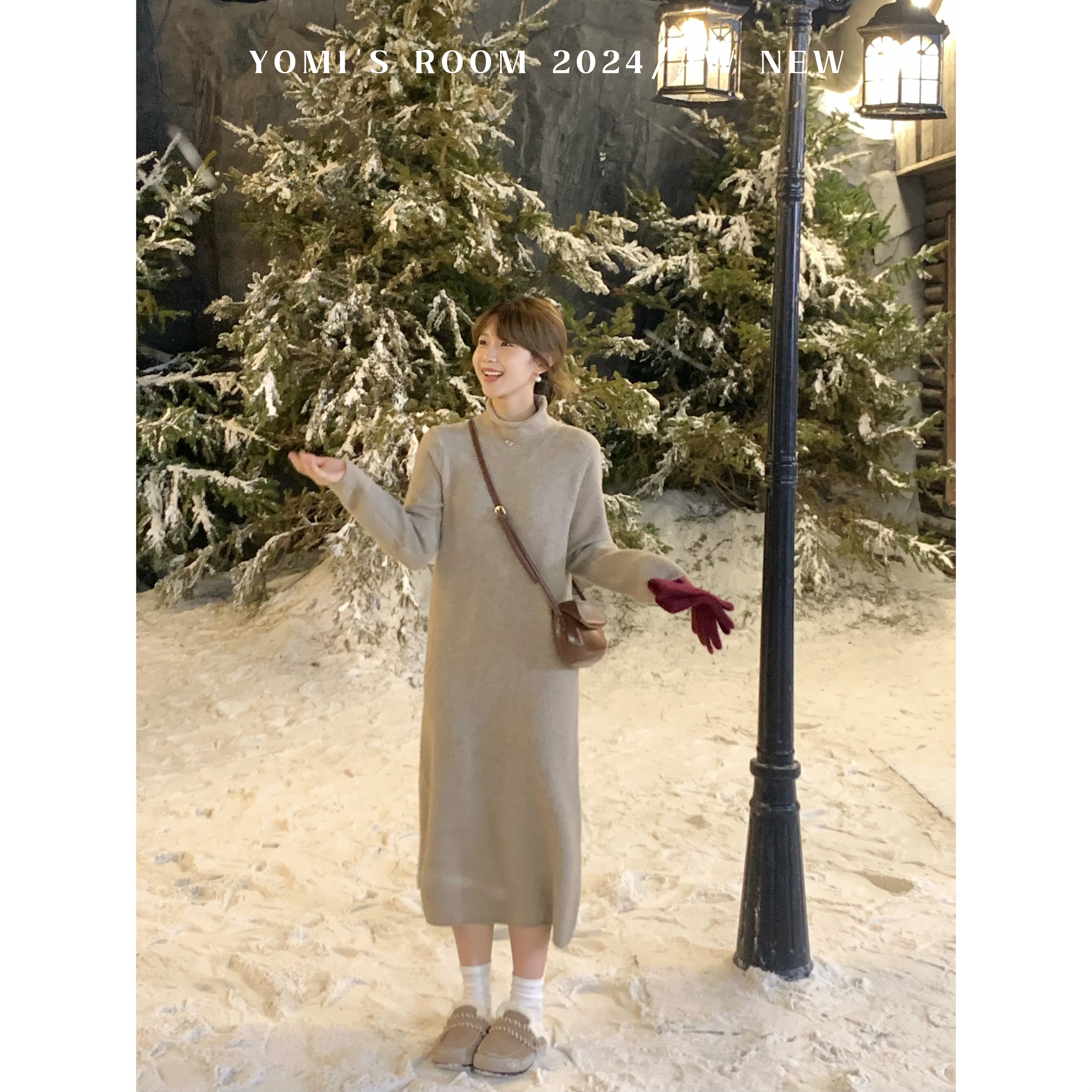 YOMI小个子定制【温暖定律】高领加厚显瘦百搭毛衣连衣裙冬季新款