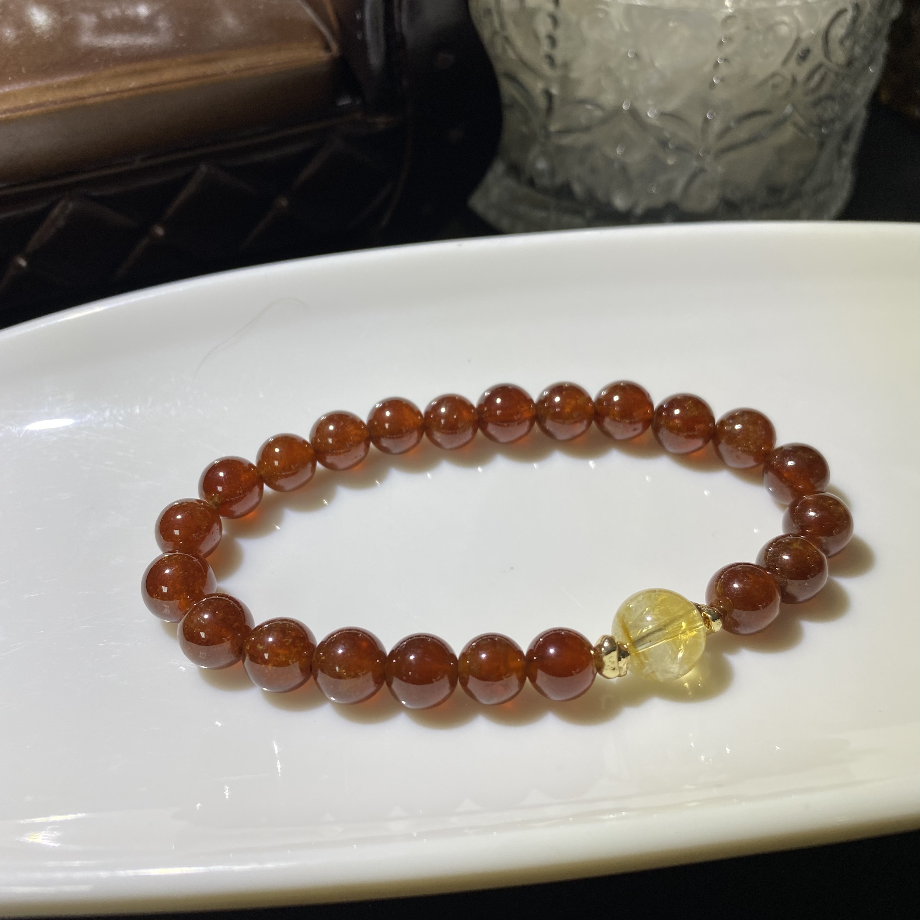天然橙红石榴石设计款手链-多样性发其一7mm+左右A32