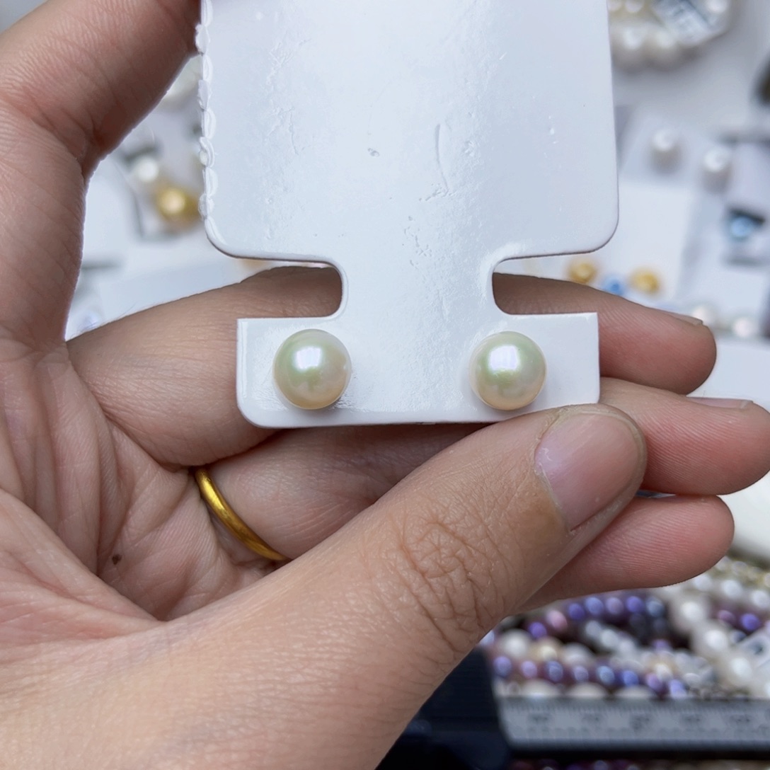 淡水珍珠耳饰银S925镶嵌