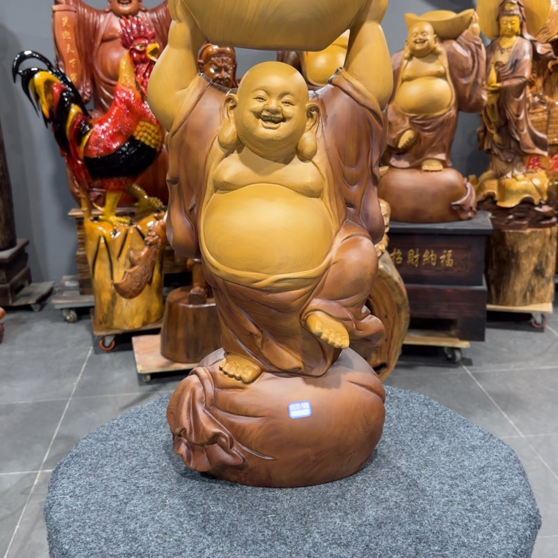 ****缘木香樟木实木雕刻弥勒佛
