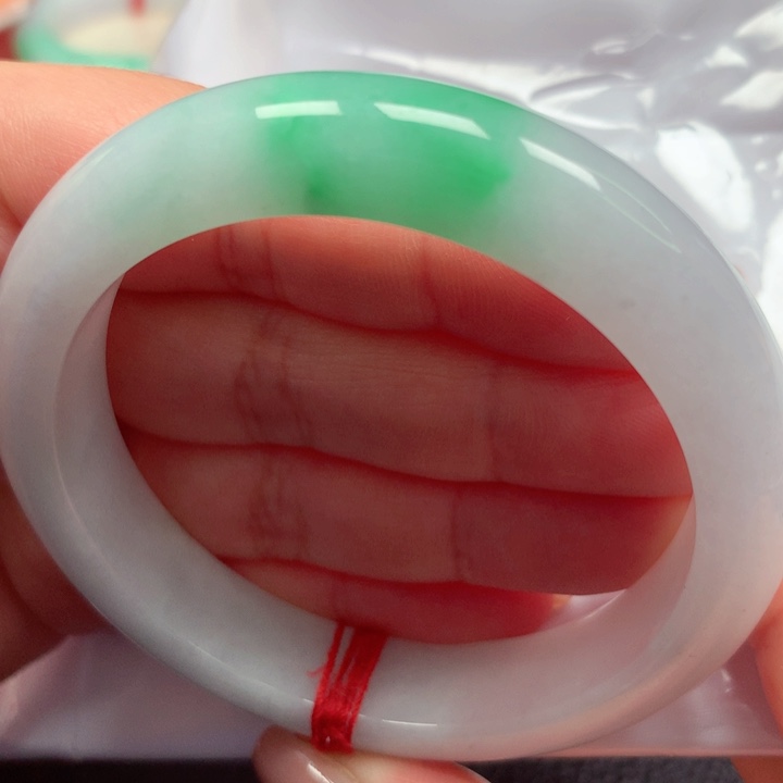 翡翠手镯未镶嵌白底青41