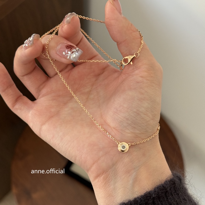 铜合金项链 【X673】简约INS风飞碟单锆百搭项链 