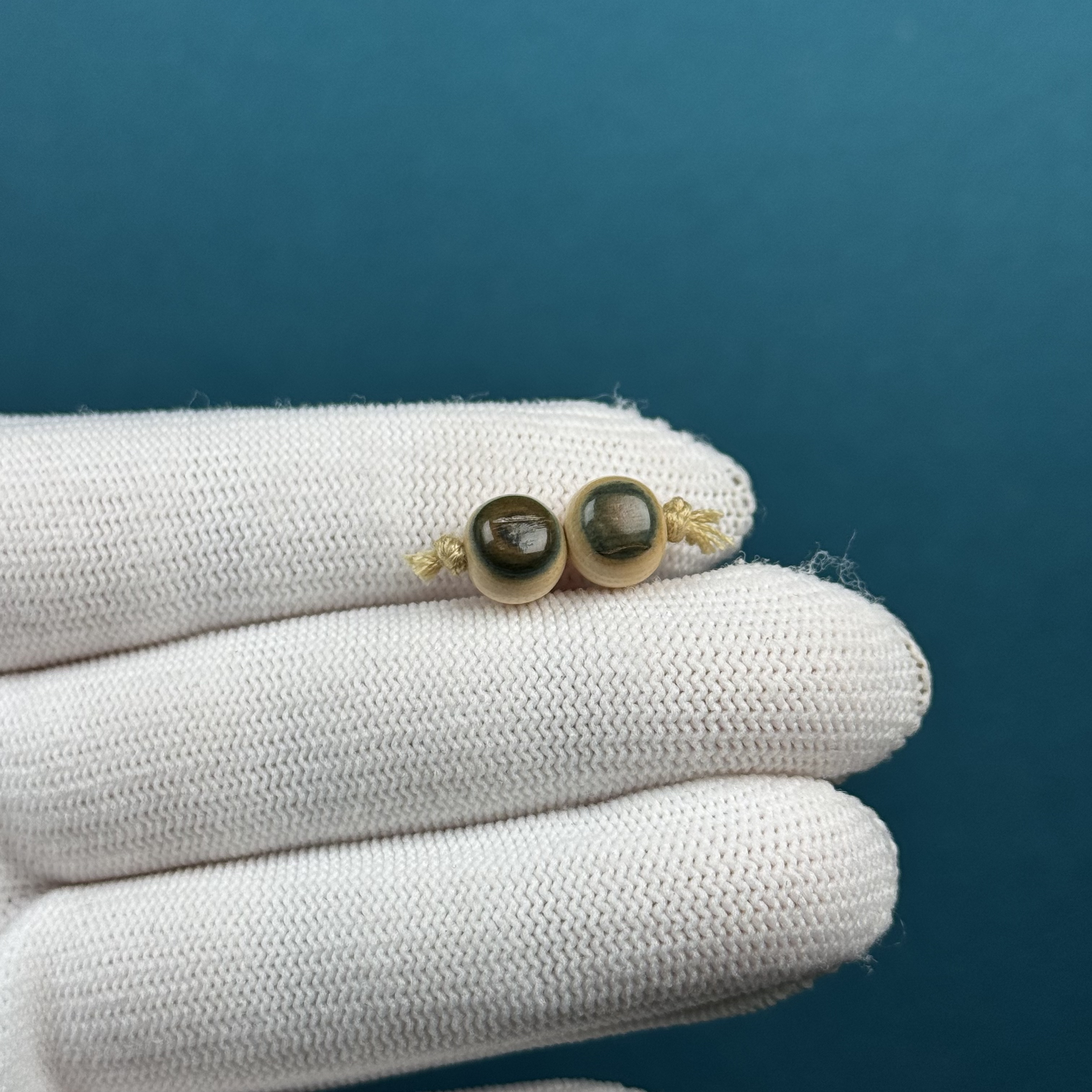 D90-46天然猛犸牙蓝眼睛圆珠8mm支持复检假一罚十