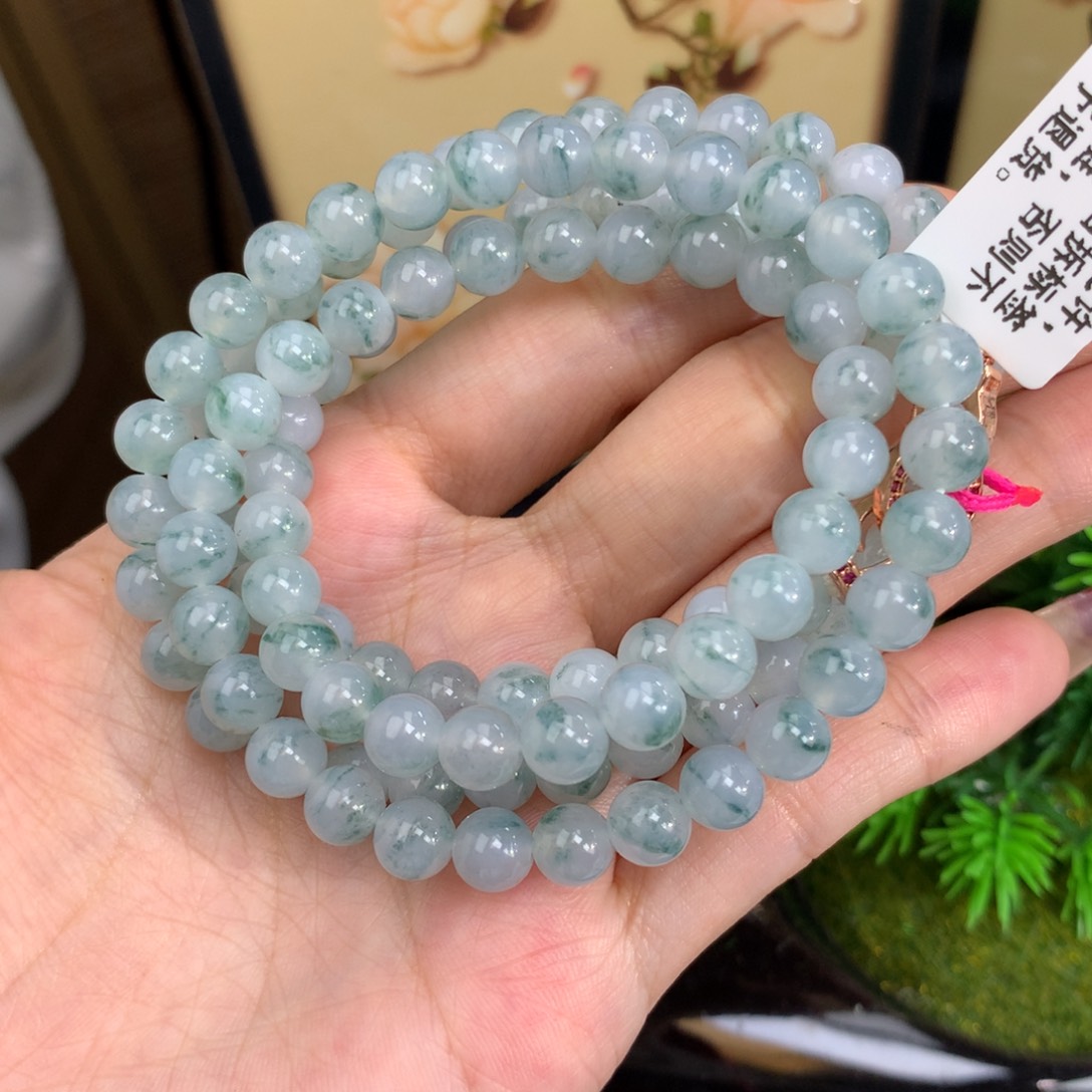 翡翠手链未镶嵌卡6.5冰胶蓝飘花项链