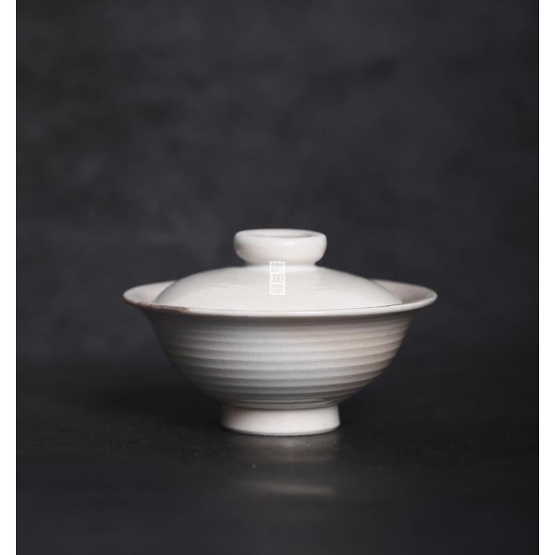 谢加阔小小乔盖碗（玉白色容量110ml）手作柴烧 