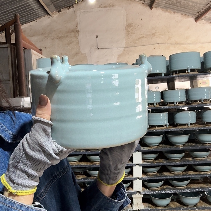 天青釉大号弦纹樽98特价