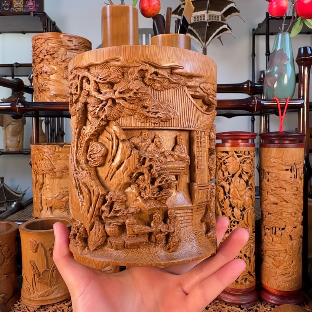 西厢雅集大号笔筒