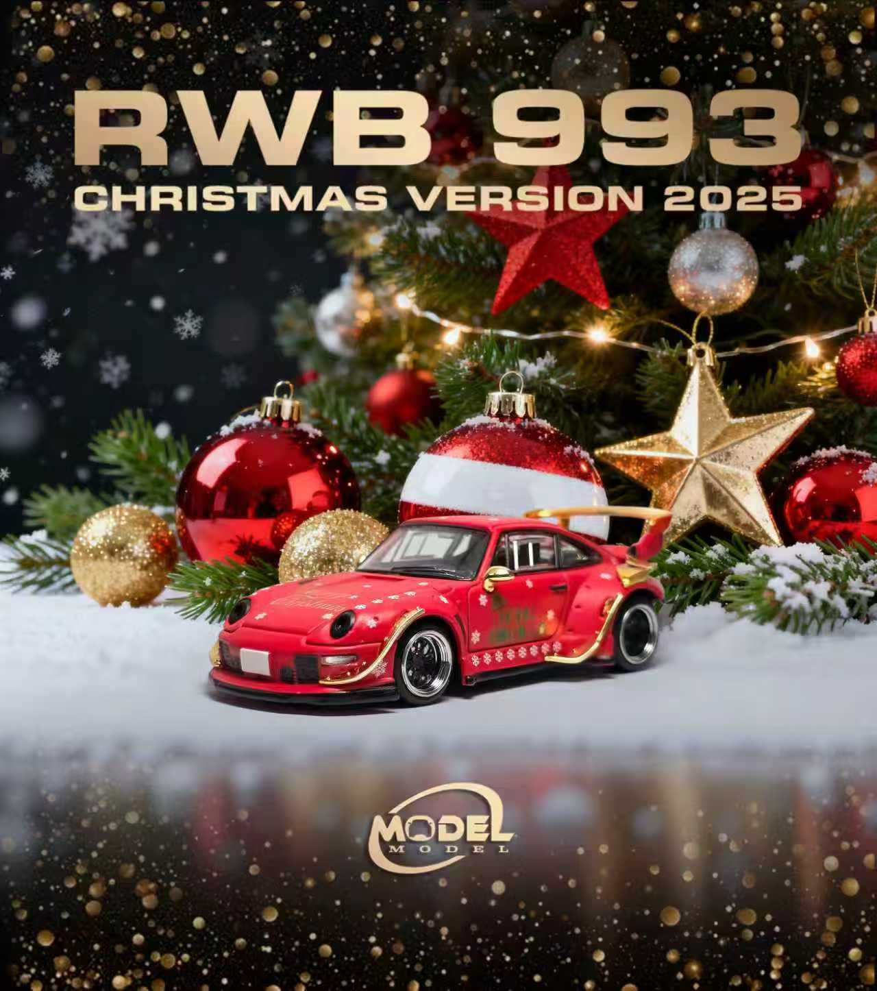 Modelmodel 1:64 保时捷RWB 993 书盒包装+雪地场景 合金汽车模型