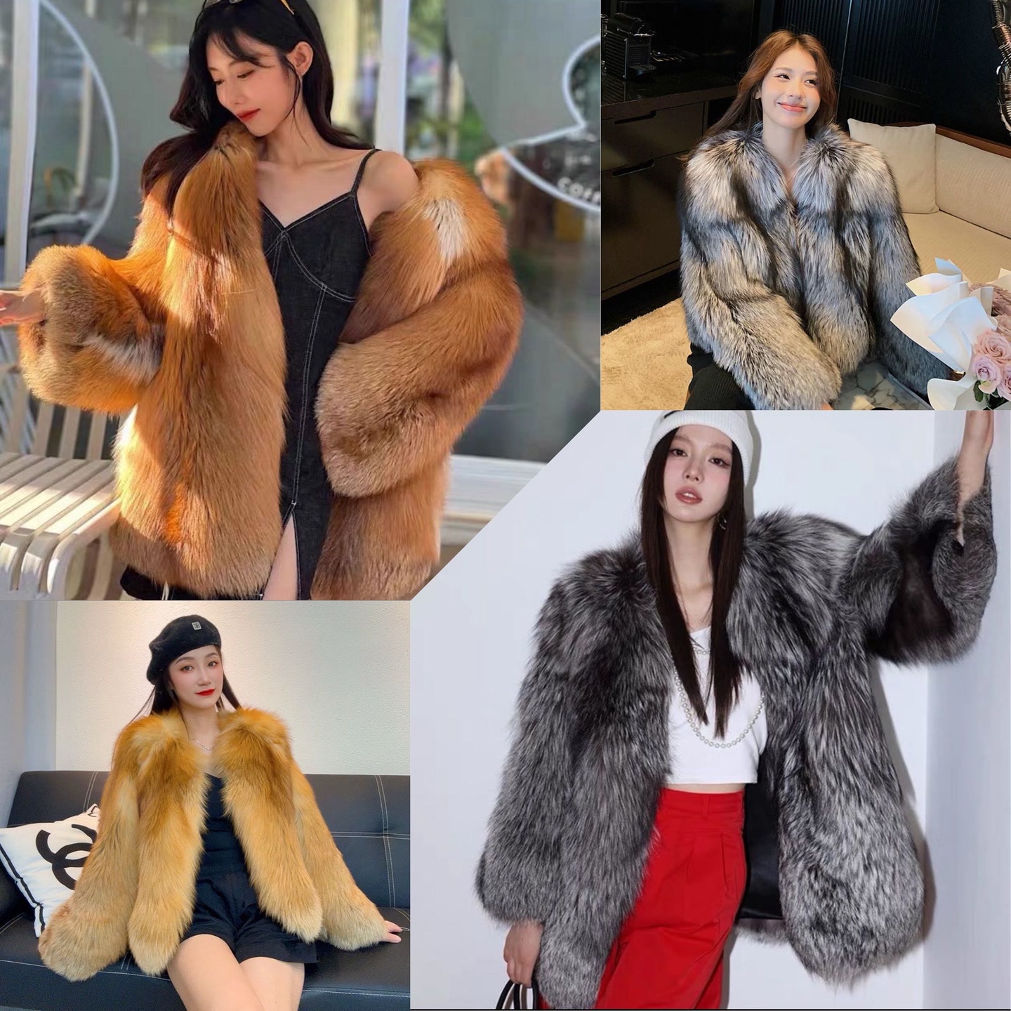 （45-70公分）高端红狐银狐整皮整版狐狸毛皮草外套