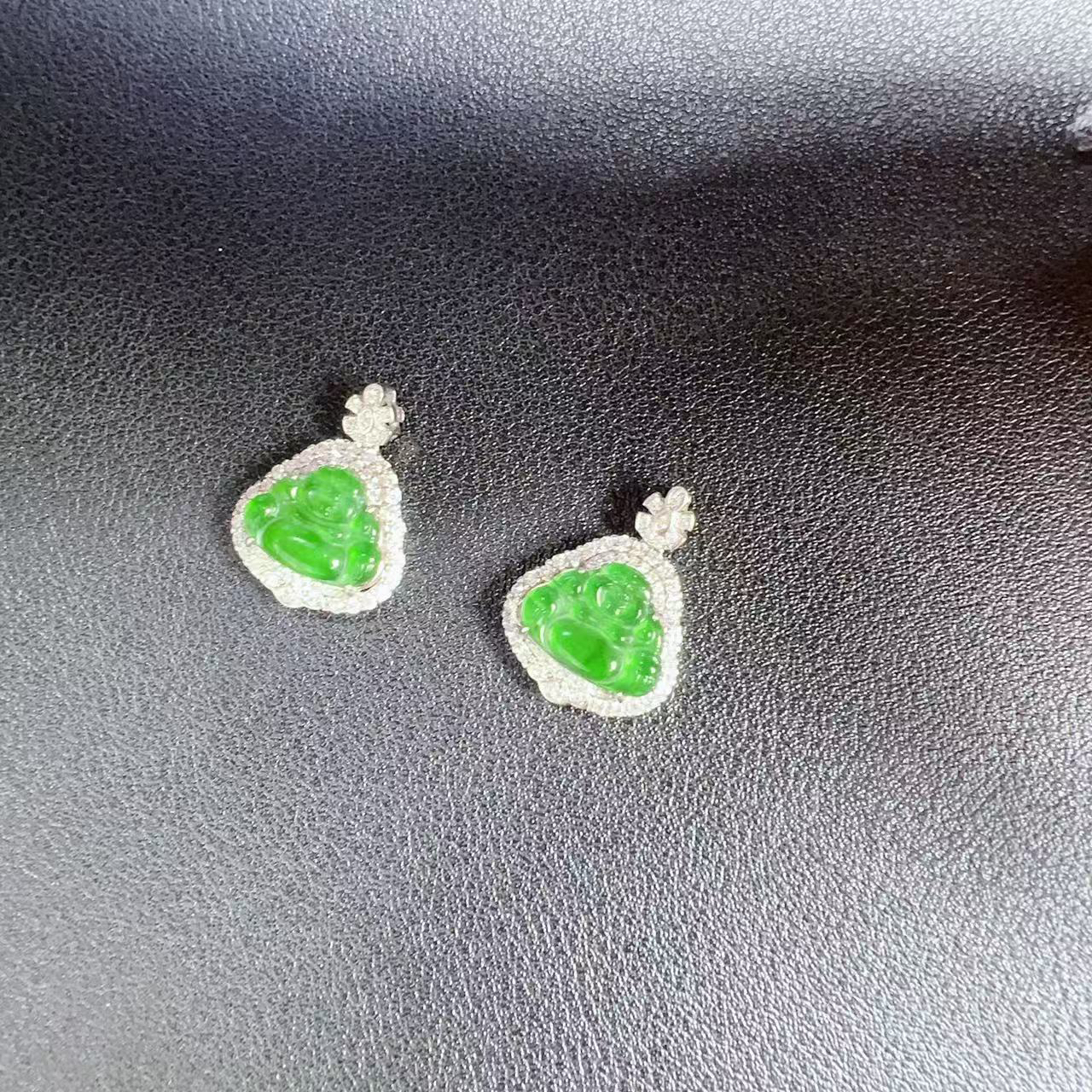 翡翠冰绿小佛公S925吊坠（多样性发其一）