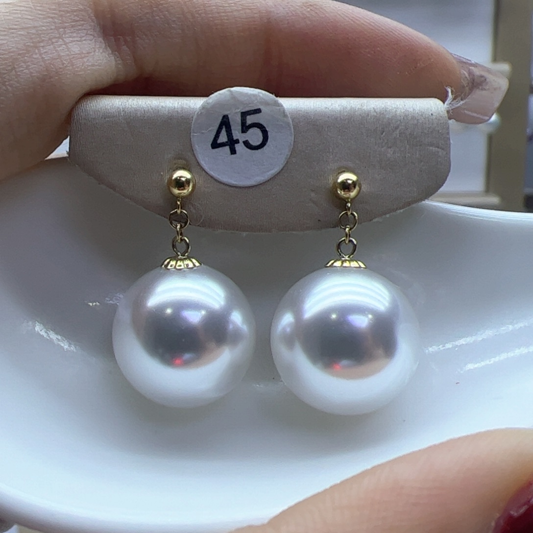 淡水珍珠耳饰18K金镶嵌