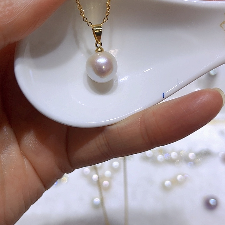 淡水珍珠白珠金色瓜子扣合金