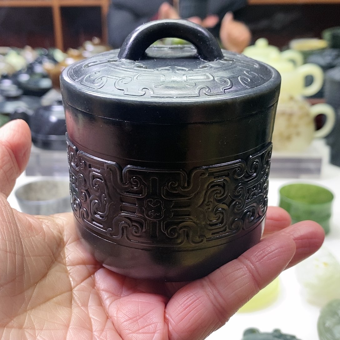 和田玉茶叶罐未镶嵌