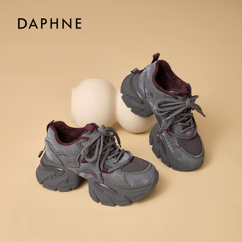 达芙妮运动老爹鞋女2025秋新款厚底增高不累脚休闲鞋潮流网面鞋LL