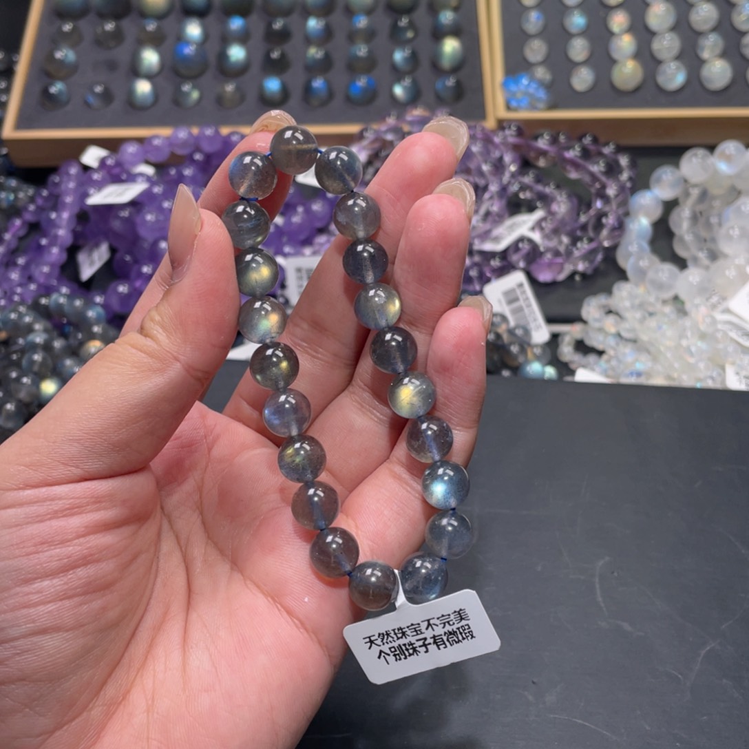 L****手链未镶嵌长石灰月光手链9.5mm